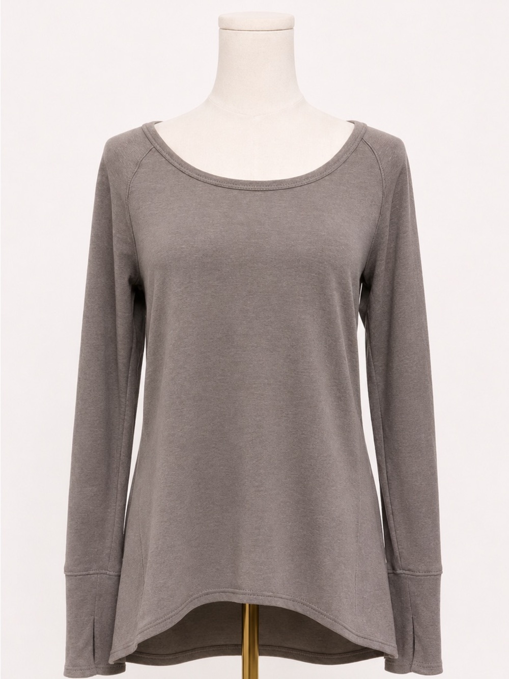 Athleta Gray Cozy SoftScape Hi-Low Pullover Thumb Hole Sweatshirt - Size Small